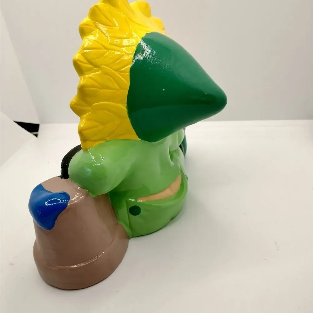 Hand Crafted Sun Flower Baby Figurine with a flower pot Painted Vintage Ceramic